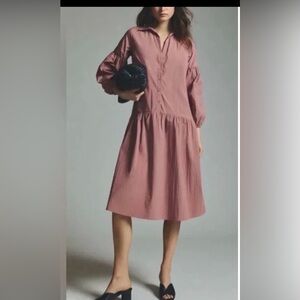 Elegant boho Mauve Long Sleeve Dress by Anthropologie